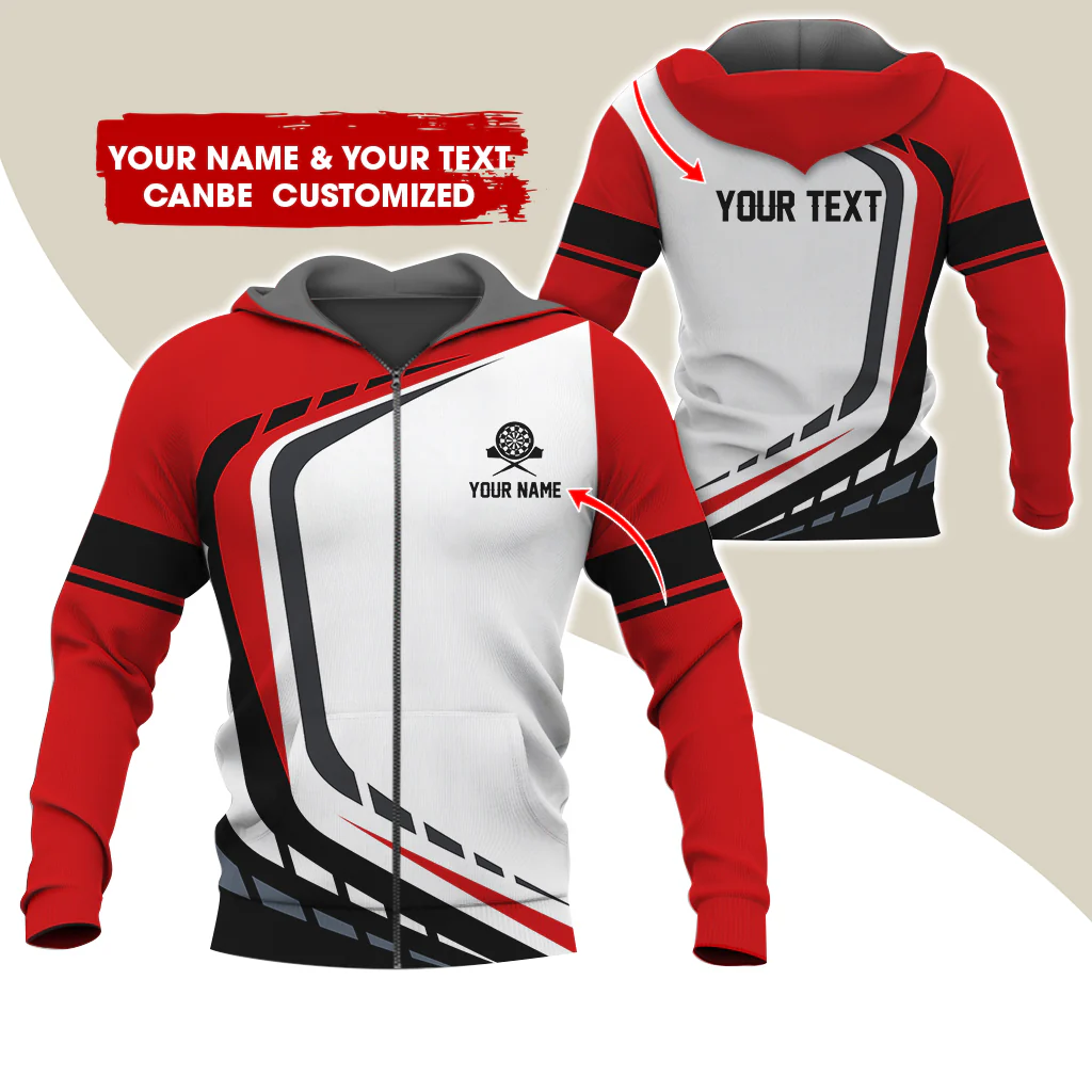 Custom Name Darts Premium Zip Hoodie, Personalized Name & Text Darts Team Uniforms Zip Hoodie For Men & Women - Gift For Darts Lovers, Darts Players - Image 11
