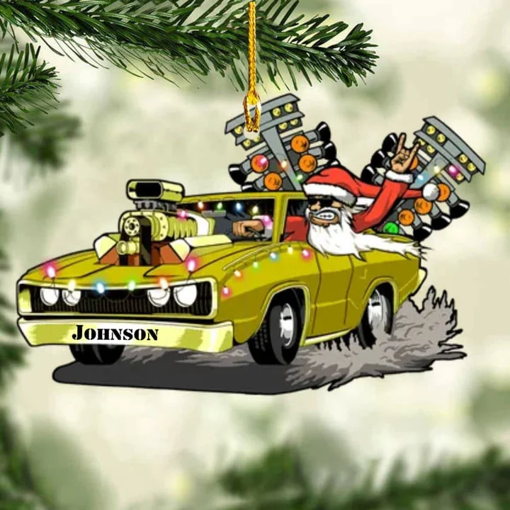 Custom Name Drag Racing Hot Rod With Drag Tree Light Acrylic Christmas Ornament, Christmas Acrylic Ornament Gift For Drag Racer - Image 5
