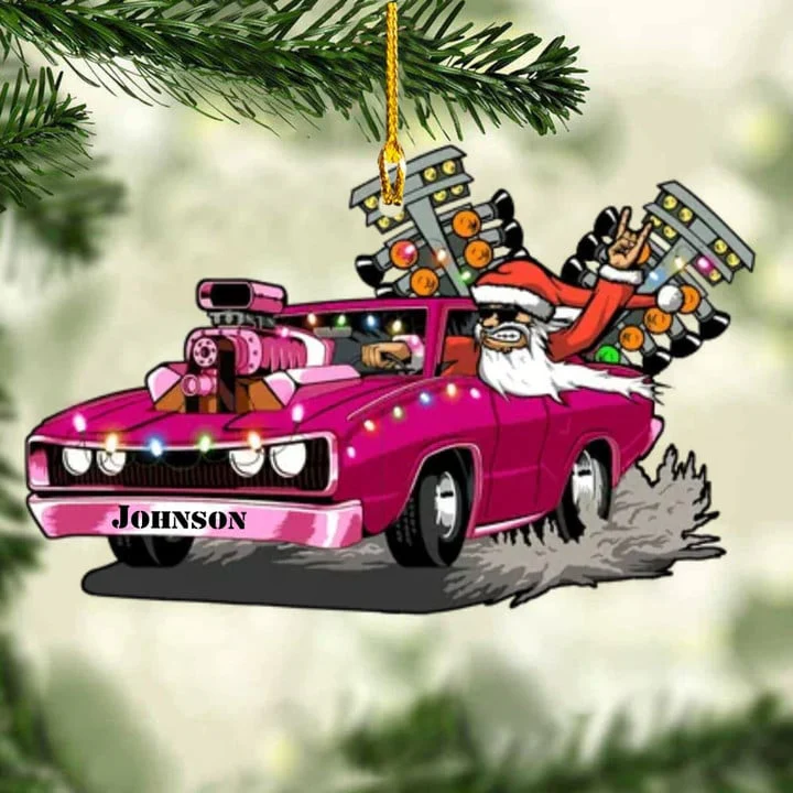Custom Name Drag Racing Hot Rod With Drag Tree Light Acrylic Christmas Ornament, Christmas Acrylic Ornament Gift For Drag Racer - Image 6