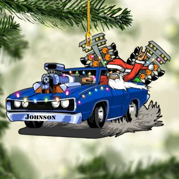 Custom Name Drag Racing Hot Rod With Drag Tree Light Acrylic Christmas Ornament, Christmas Acrylic Ornament Gift For Drag Racer - Image 9