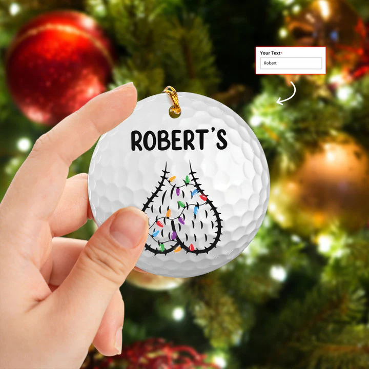Custom Name Funny Golf Ball Circle Ceramic Ornament, Personlaized Golf Ceramic Ornament - Best Gift For Golf Lovers, Christmas - Image 2