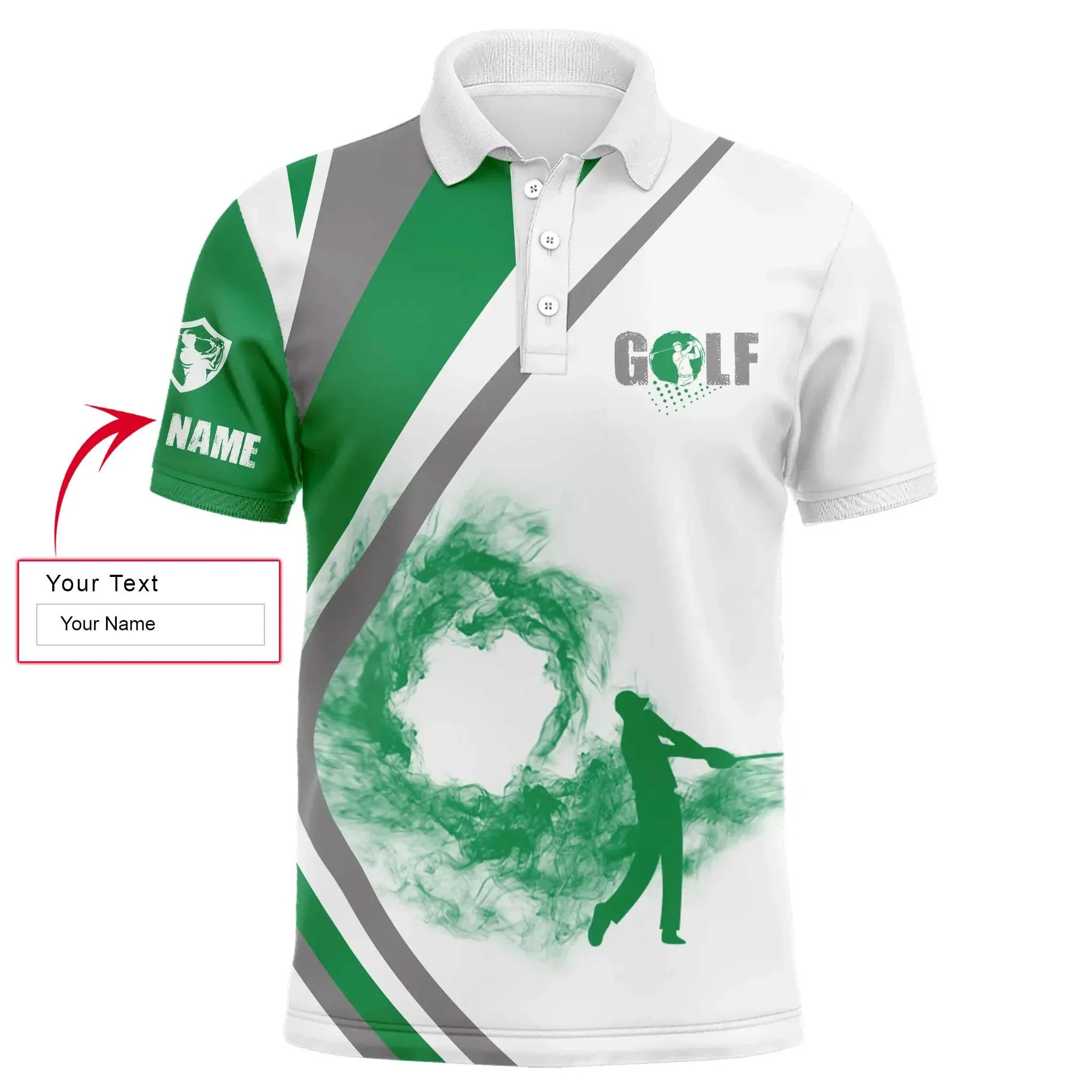 Custom Name Green Golf Men Polo Shirt - Personalized Gift For Golf Lover, Team, Husband, Boyfriend, Men