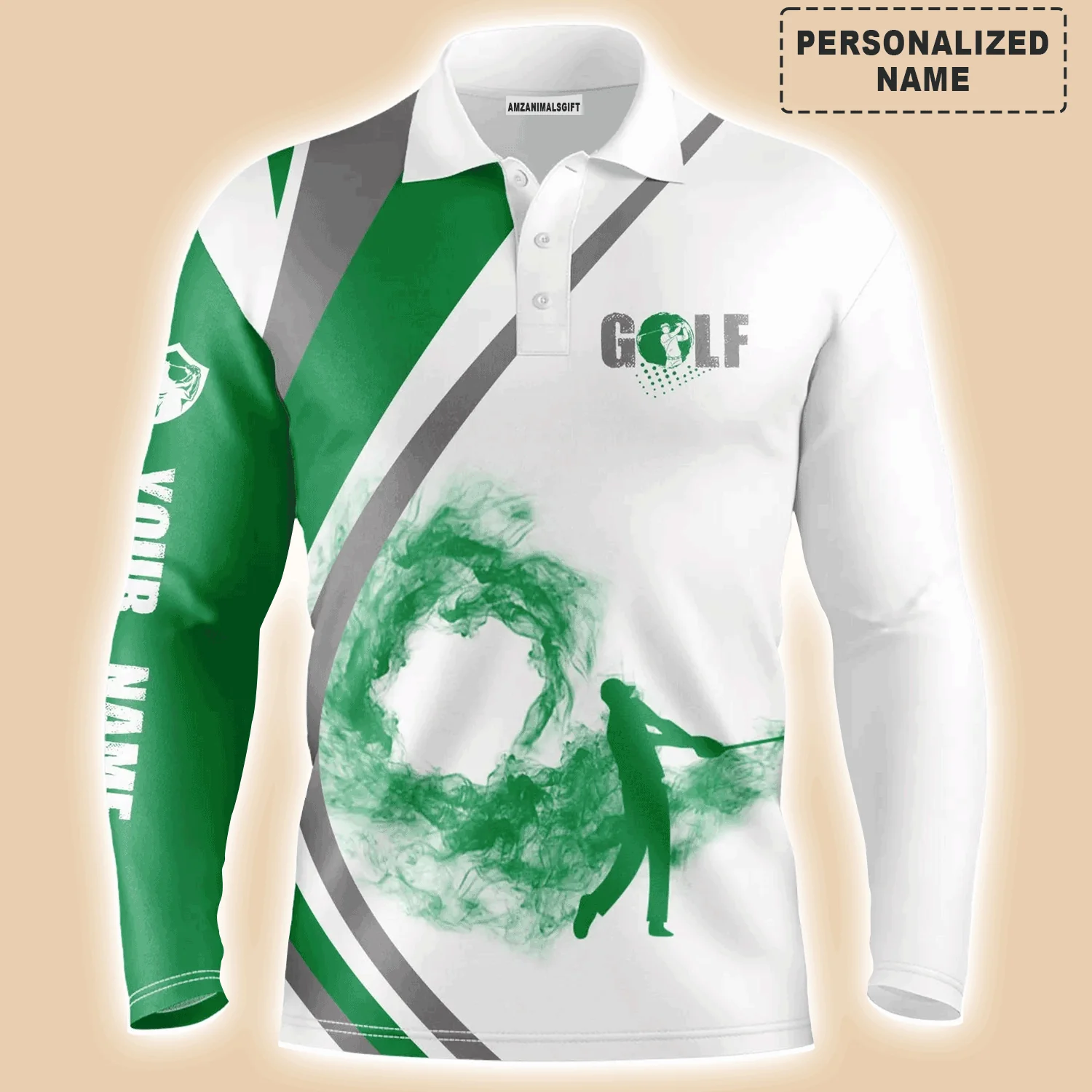 Custom Name Green Golf Men Polo Shirt - Personalized Gift For Golf Lover, Team, Husband, Boyfriend, Men - Image 3