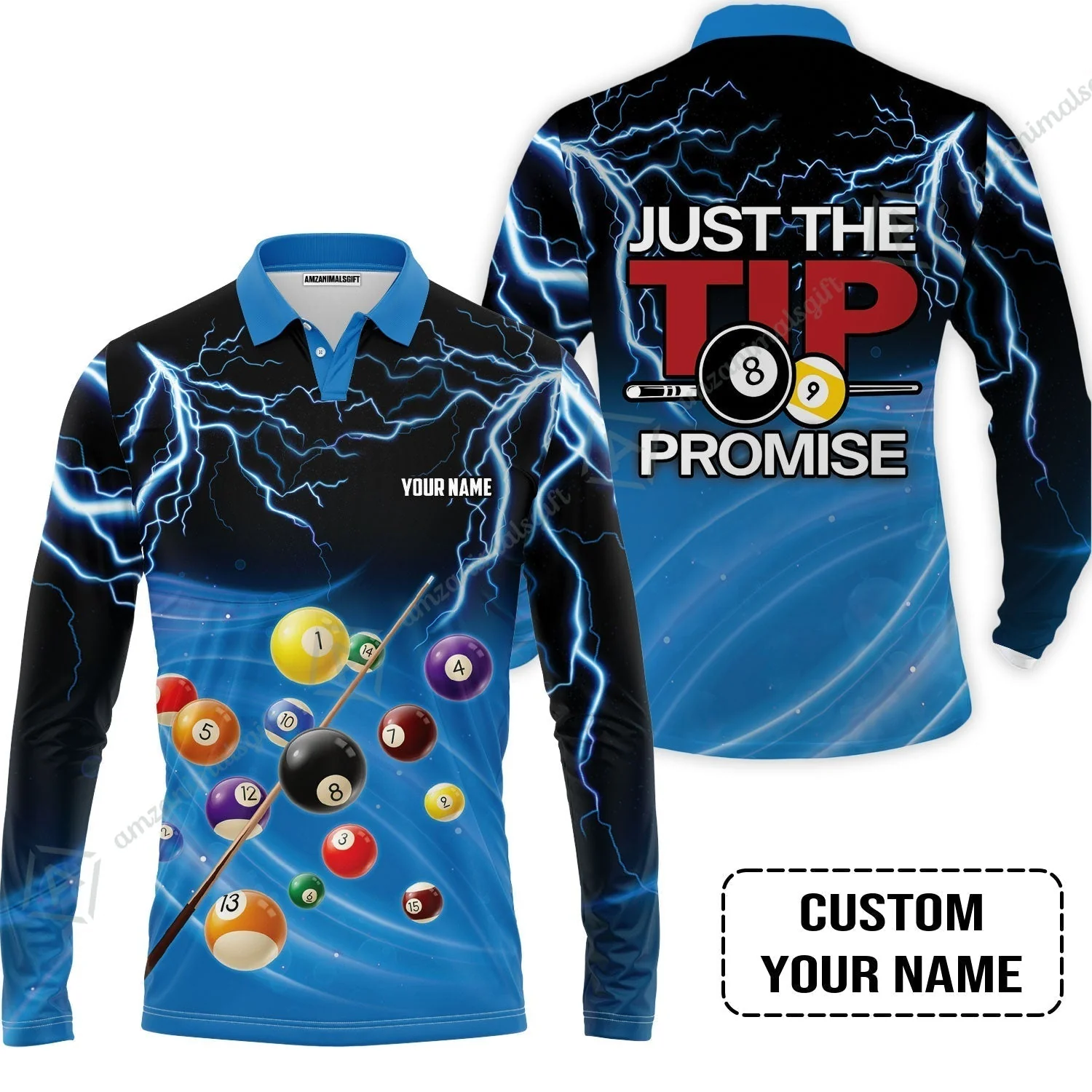 Custom Name Hawaiian Shirt, Personalized Thunder 8 Ball Pool Billiards Hawaiian Shirt, Gift For Billiard Lovers, Just The Tip I Promise - Image 5