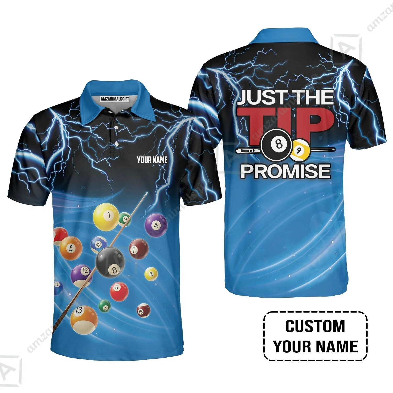 Custom Name Hawaiian Shirt, Personalized Thunder 8 Ball Pool Billiards Hawaiian Shirt, Gift For Billiard Lovers, Just The Tip I Promise - Image 6