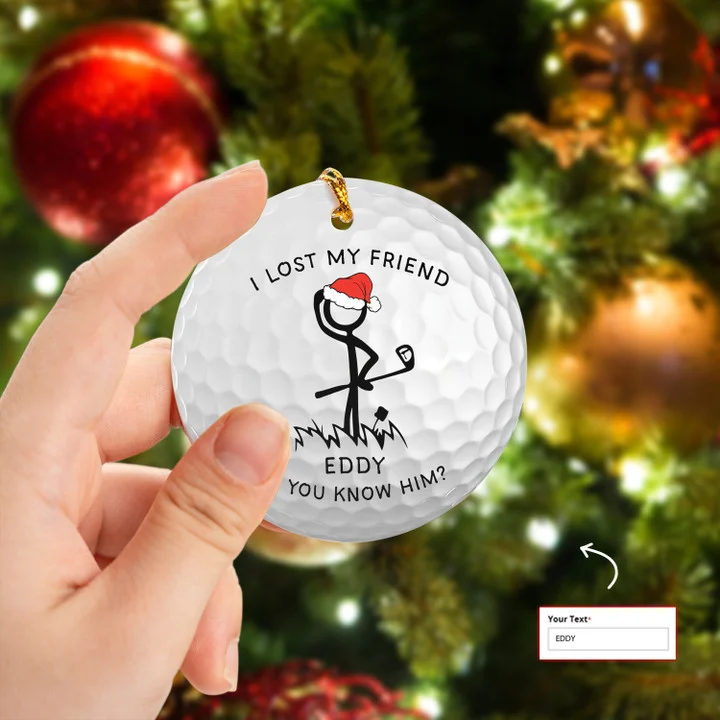 Custom Name I Lost My Friend Golf Stick Man Circle Ceramic Ornament, Christmas Golf Ceramic Ornament - Best Gift For Golf Lovers, Christmas, New Year - Image 2