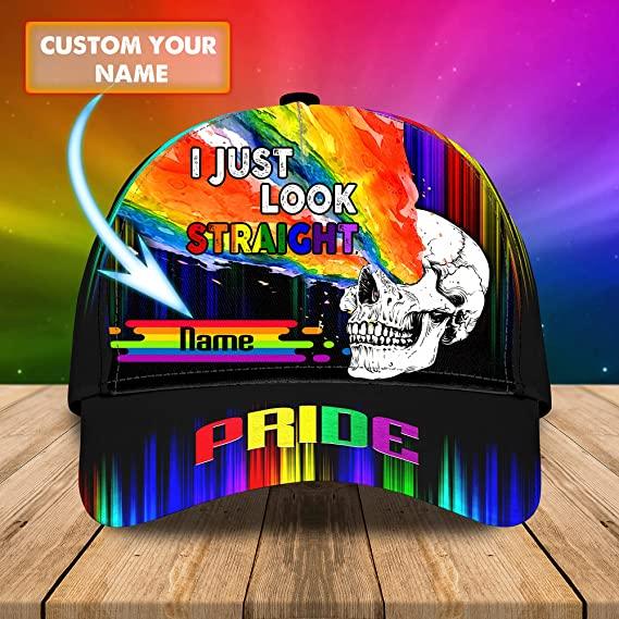 Custom Name LGBT Cap, Personalized Name I Just Look Straight Rainbow Classic Cap Hat For Men And Women, Perfect LGBT Gift For Friend, LGBT Pride Month