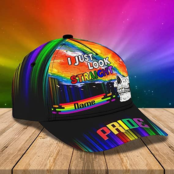 Custom Name LGBT Cap, Personalized Name I Just Look Straight Rainbow Classic Cap Hat For Men And Women, Perfect LGBT Gift For Friend, LGBT Pride Month - Image 2