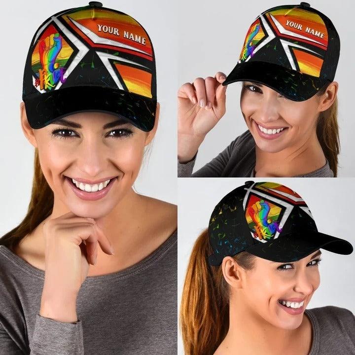Custom Name LGBT Cap, Personalized Name Pride Hands Rainbow Classic Cap Hat For Men And Women, Perfect LGBT Gift For Friend, LGBT Pride Month - Image 4