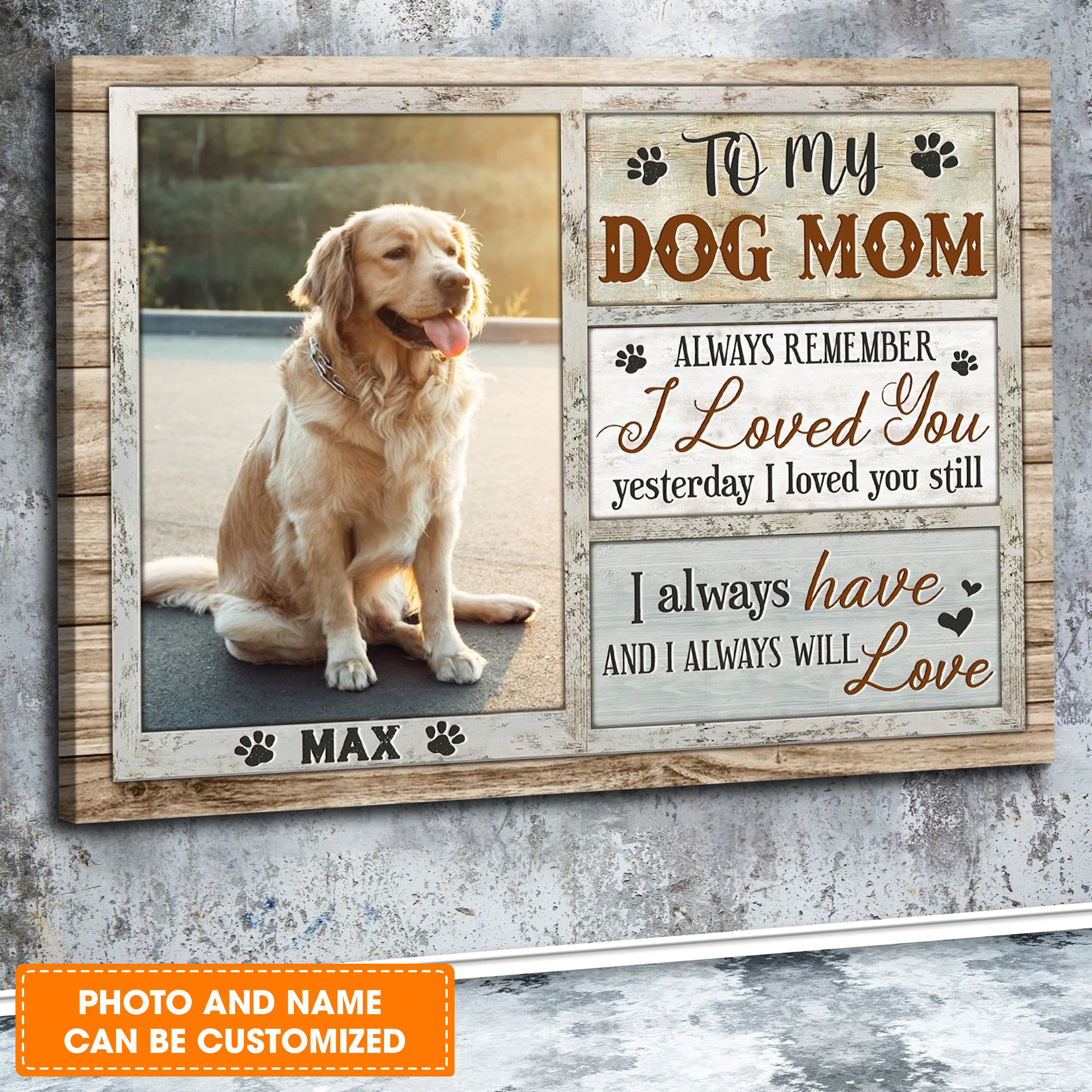 Custom Name & Photo Dog Premium Wrapped Landscape Canvas, To My Dog Mom Personalized Dog Canvas - Perfect Gift For Dog Lovers, Family, Dog Mom - Image 2