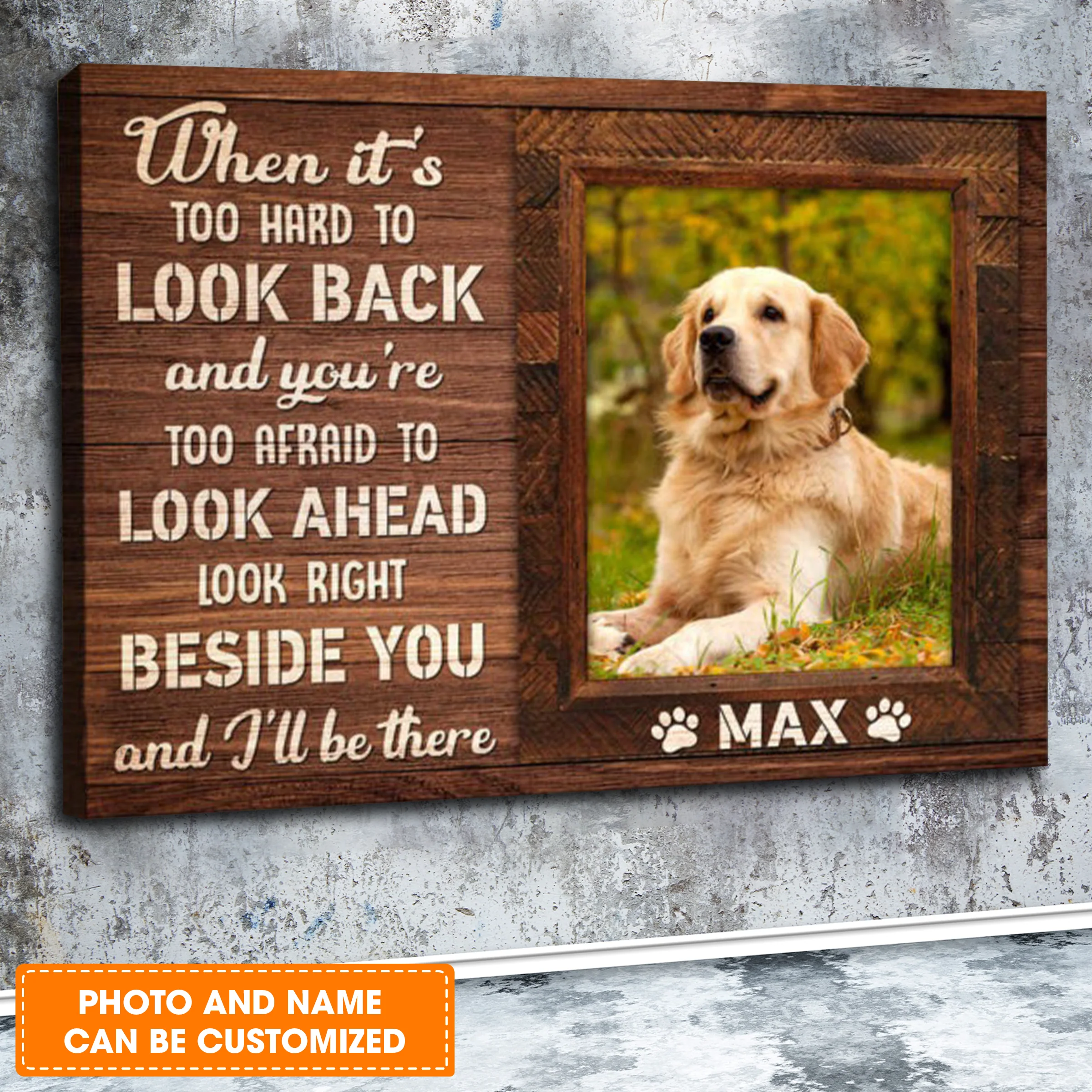 Custom Name & Photo Dog Premium Wrapped Landscape Canvas, When It Is Too Hard To Look Back Personalized Dog Canvas - Perfect Gift For Dog Lovers - Image 2