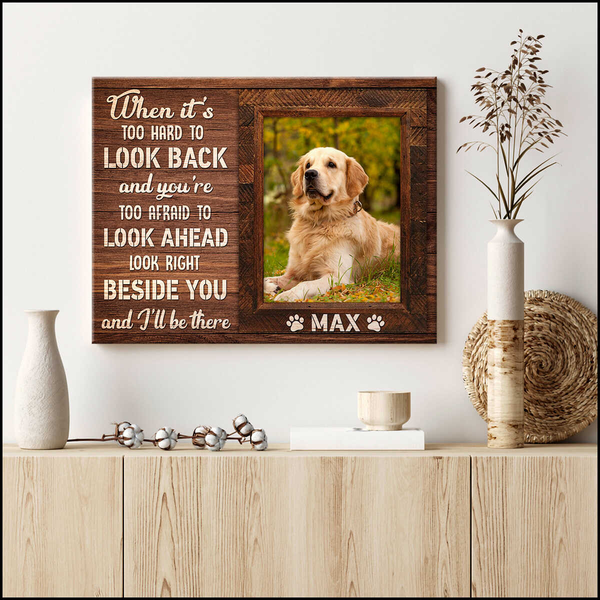 Custom Name & Photo Dog Premium Wrapped Landscape Canvas, When It Is Too Hard To Look Back Personalized Dog Canvas - Perfect Gift For Dog Lovers - Image 3