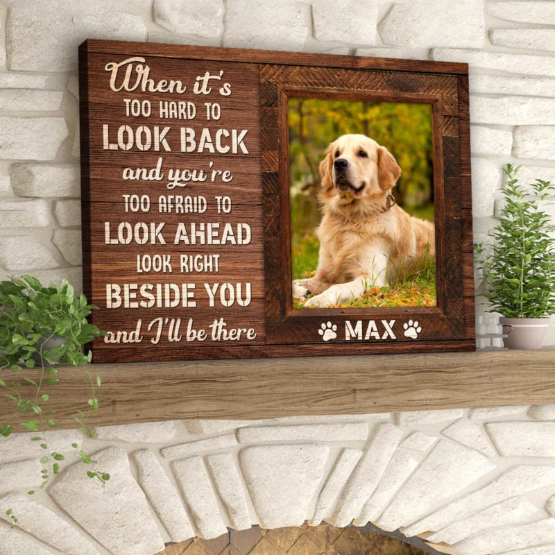 Custom Name & Photo Dog Premium Wrapped Landscape Canvas, When It Is Too Hard To Look Back Personalized Dog Canvas - Perfect Gift For Dog Lovers - Image 4