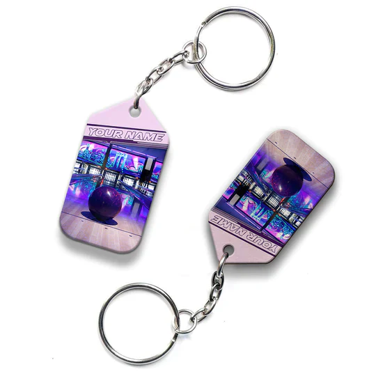 Custom Name Purple Bowling Ball Acrylic Keychain For Bowling Players - Christmas Gift For Bowling Lovers, Bowling Team, Family, Friends - Image 3