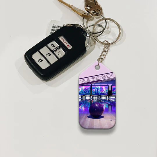 Custom Name Purple Bowling Ball Acrylic Keychain For Bowling Players - Christmas Gift For Bowling Lovers, Bowling Team, Family, Friends - Image 4