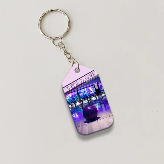 Custom Name Purple Bowling Ball Acrylic Keychain For Bowling Players - Christmas Gift For Bowling Lovers, Bowling Team, Family, Friends - Image 5