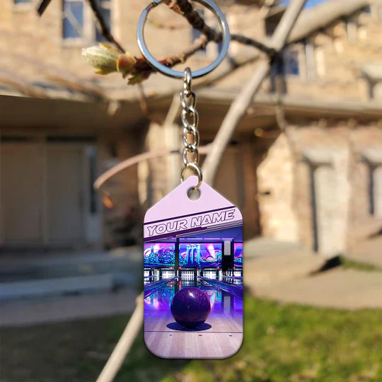 Custom Name Purple Bowling Ball Acrylic Keychain For Bowling Players - Christmas Gift For Bowling Lovers, Bowling Team, Family, Friends - Image 6