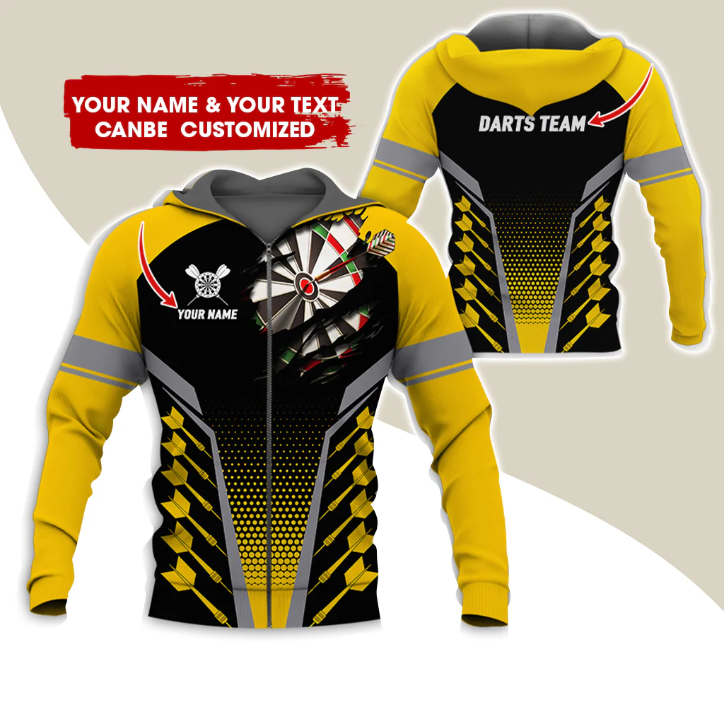 Custom Name & Team Darts Premium Zip Hoodie, Customized Darts Team Zip Hoodie For Men & Women - Gift For Darts Lovers, Darts Players - Image 5