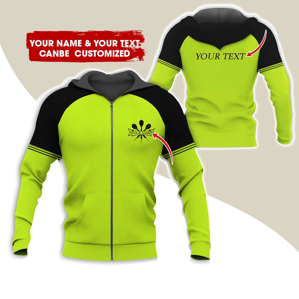 Custom Name & Text Darts Premium Zip Hoodie, Customized Darts Zip Hoodie For Men & Women - Gift For Darts Lovers, Darts Players - Image 6