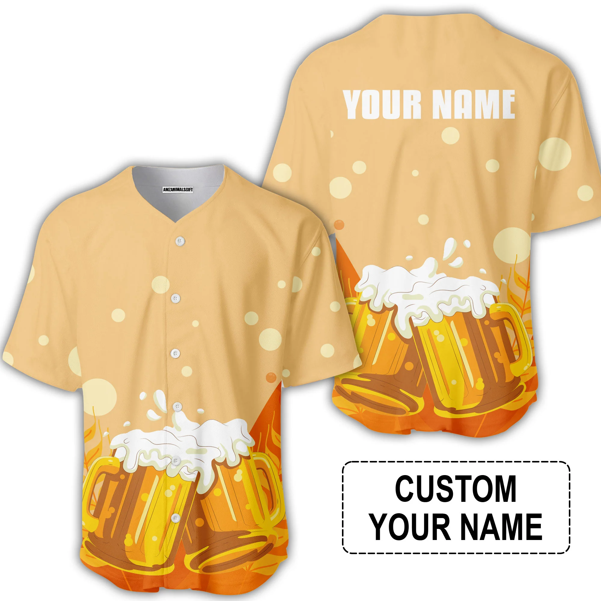 Custom Orange Beer Pattern Design Oktoberfest Beer Festival Performance Polo Shirt - Image 5