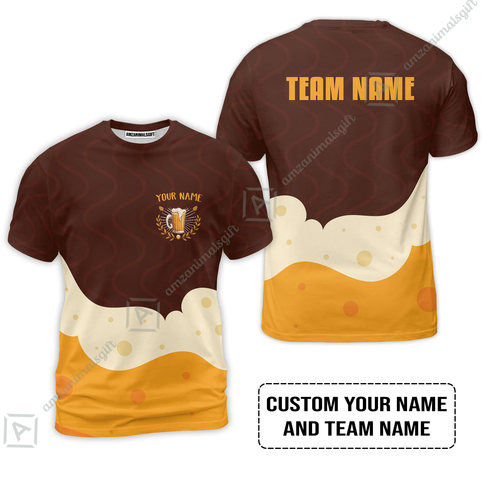 Custom Orange Brown Beer Pattern Design Oktoberfest Beer Festival Performance Baseball Jersey - Image 3