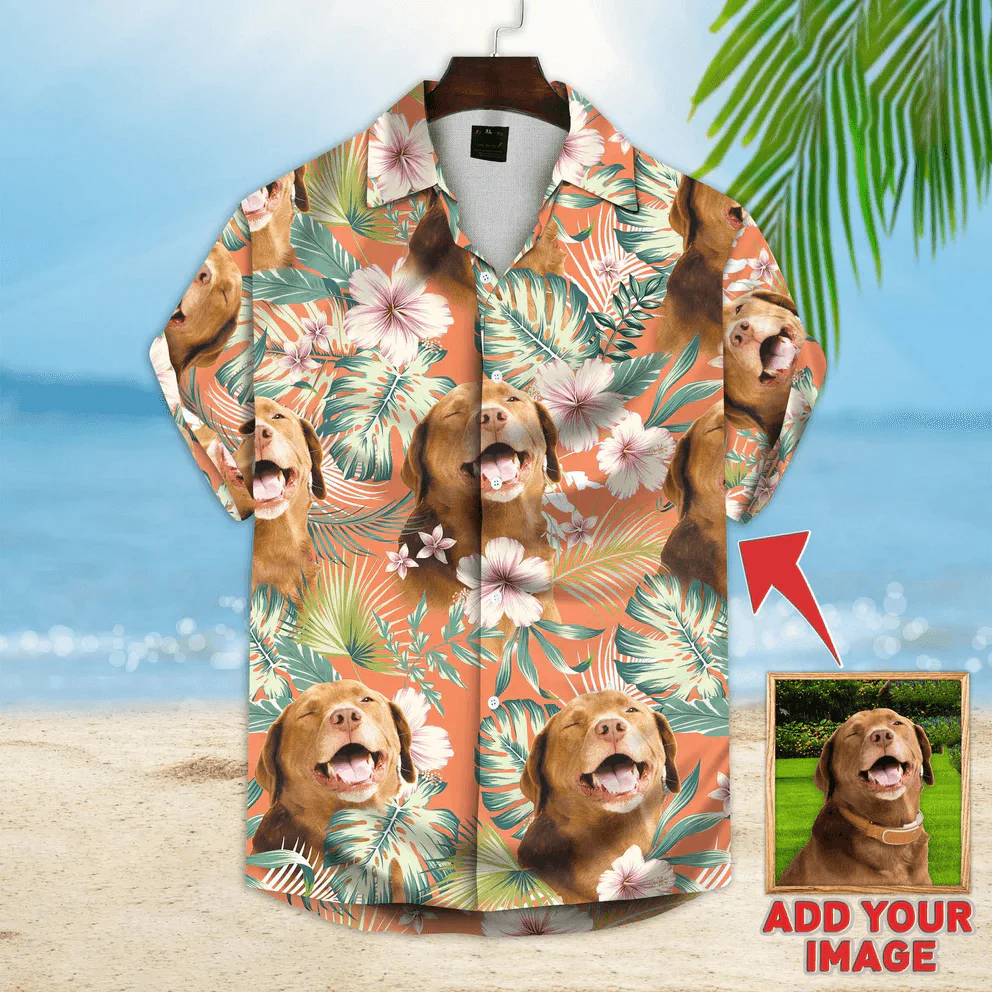 Custom Pet Dog Hawaiian shirt - Custom Photo Pet Leaves & Flowers Pattern Carrot Personalized Hawaiian Shirt - Perfect Gift For Animal Lovers, Friend, Family - Image 2