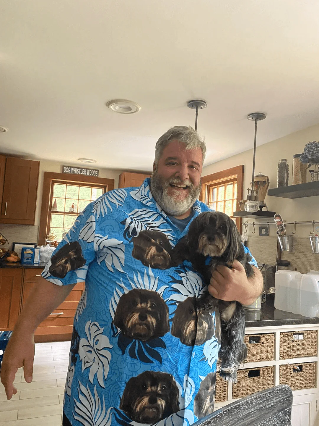 Custom Pet Dog Hawaiian Shirt - Custom Photo Pet Leaves Pattern Sea Blue Personalized Hawaiian Shirt - Perfect Gift For Animal Lovers, Friend, Family - Image 3