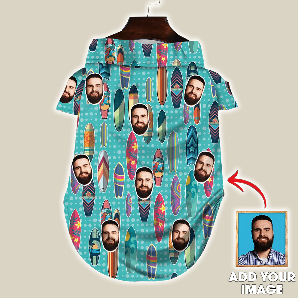 Custom Pet Dog Hawaiian shirt - Custom Photo Pet Surf Pattern Personalized Hawaiian Shirt For Pet - Perfect Gift For Pet, Dog lovers, Cat Lovers - Image 2