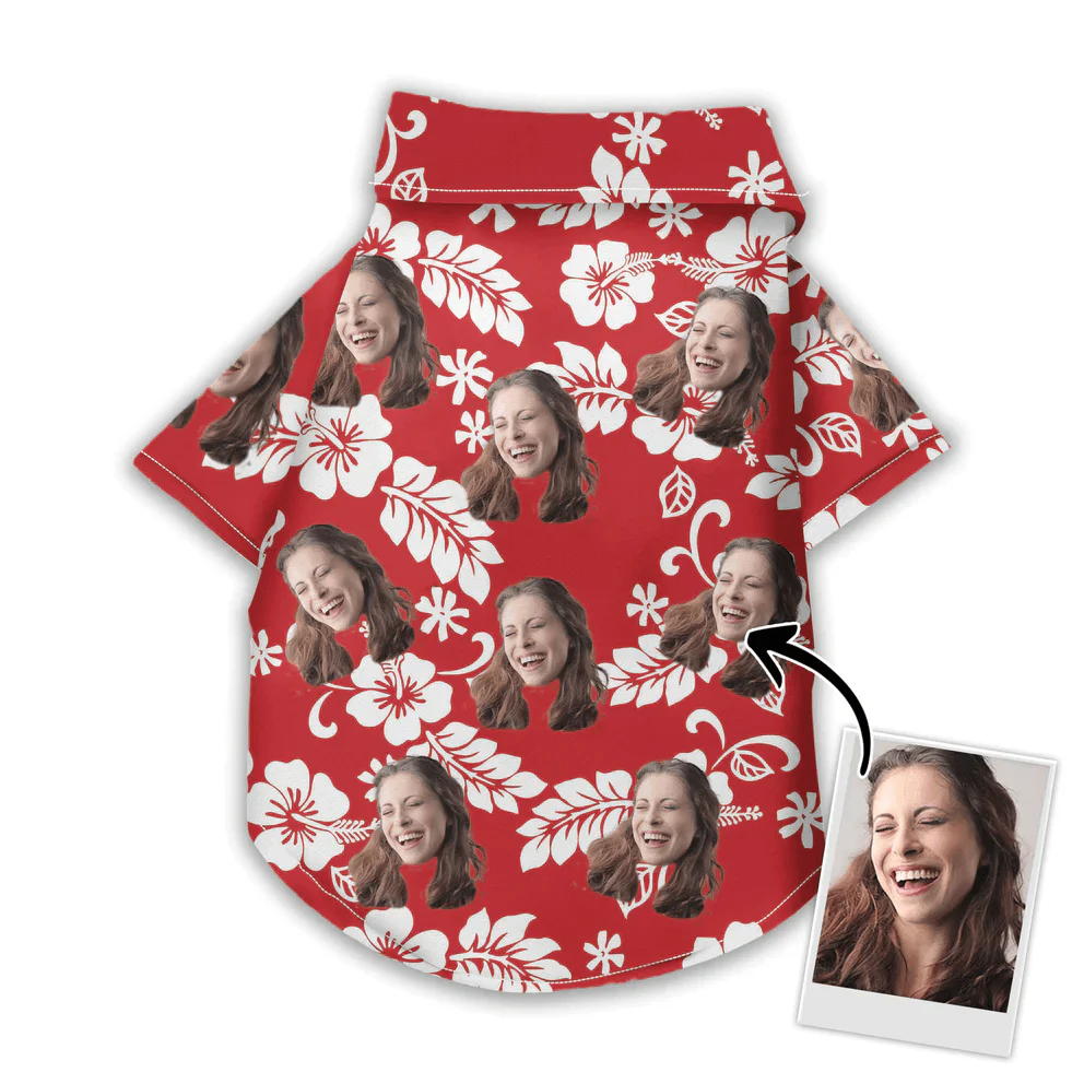 Custom Pet Dog Hawaiian shirt - Custom Photo Pet Tropical Leaves Red Pattern Personalized Hawaiian Shirt For Pet - Perfect Gift For Pet Lovers - Image 3