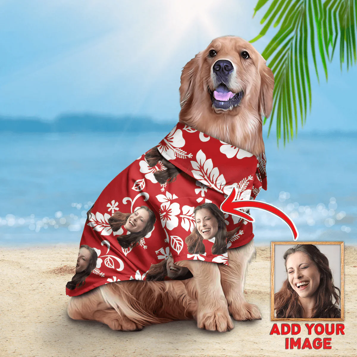 Custom Pet Dog Hawaiian shirt - Custom Photo Pet Tropical Leaves Red Pattern Personalized Hawaiian Shirt For Pet - Perfect Gift For Pet Lovers - Image 4