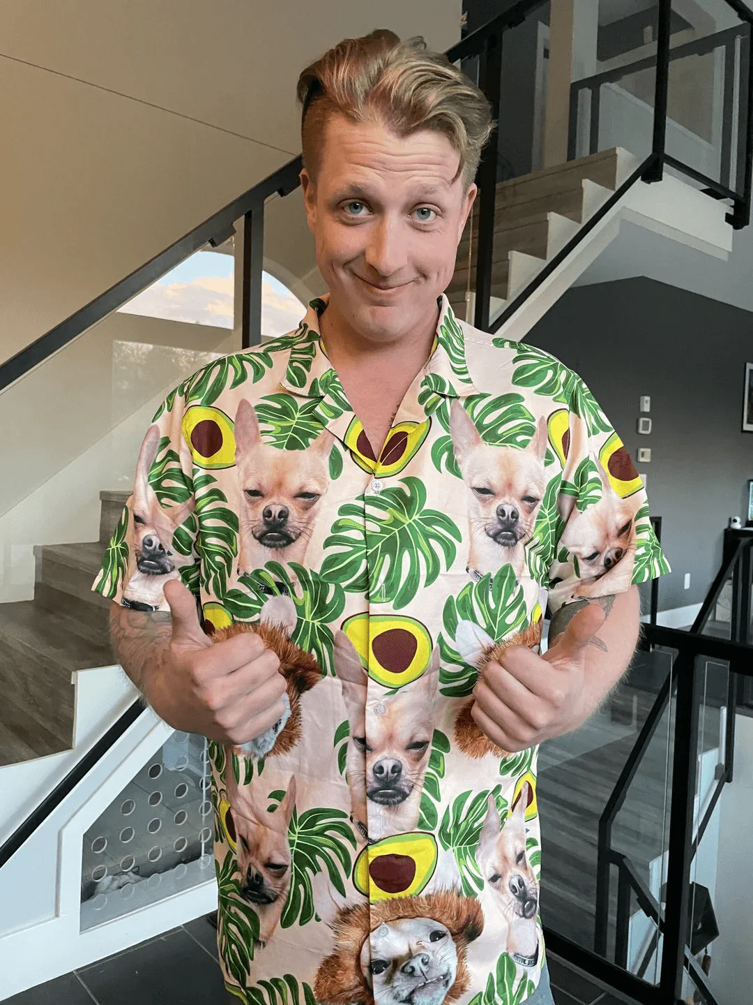 Custom Pet Dog Hawaiian Shirt - Custom Photo Tropical Leaves Personalized Hawaiian Shirt - Perfect Gift For Animal Lovers, Friend, Family - Image 3
