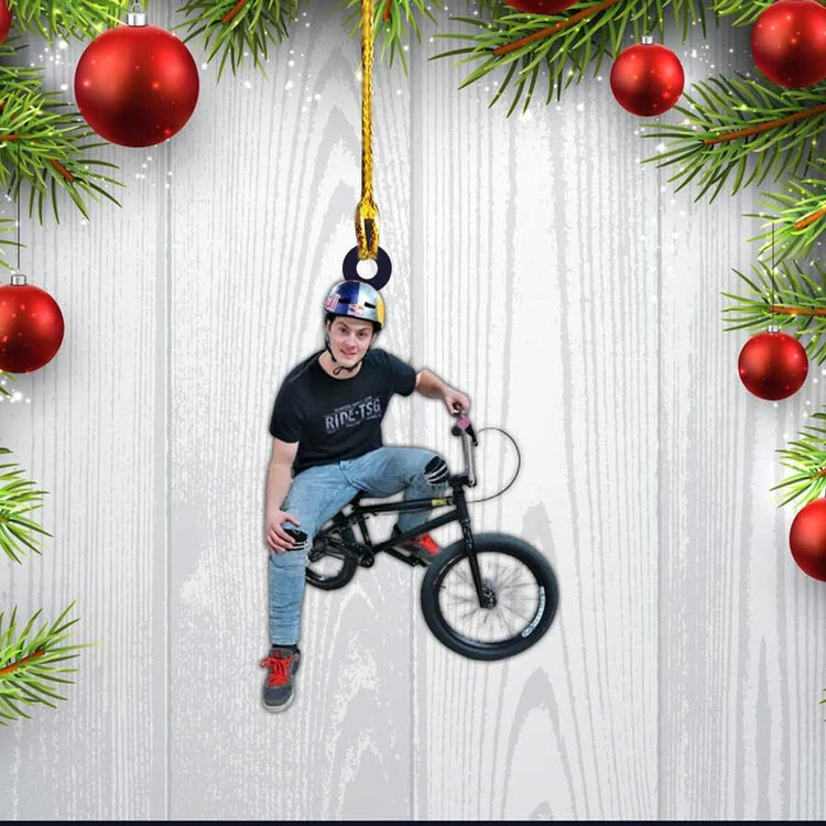 Custom Photo Acrylic Ornament Biker For Biker Lovers, Bicycle Moto Cross Christmas Ornament For Men - Image 2