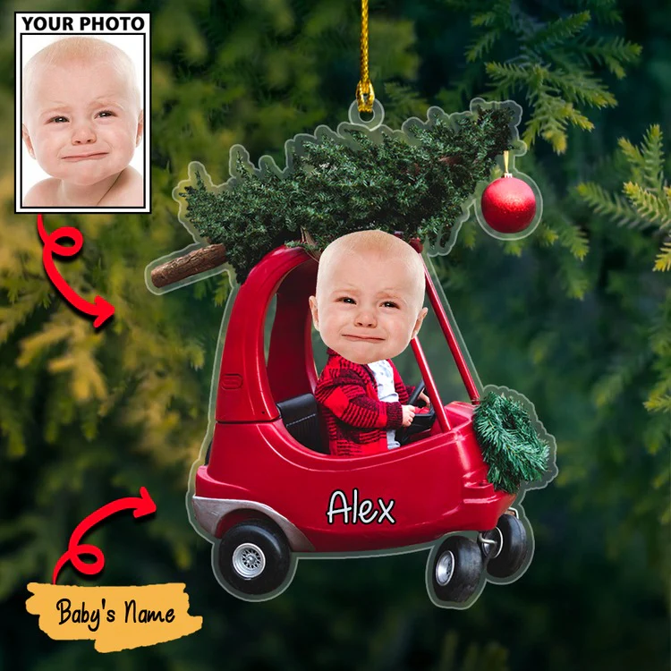Custom Photo Baby’s First Christmas Pictures Ornament, Custom Shape Acrylic Ornament - Image 2