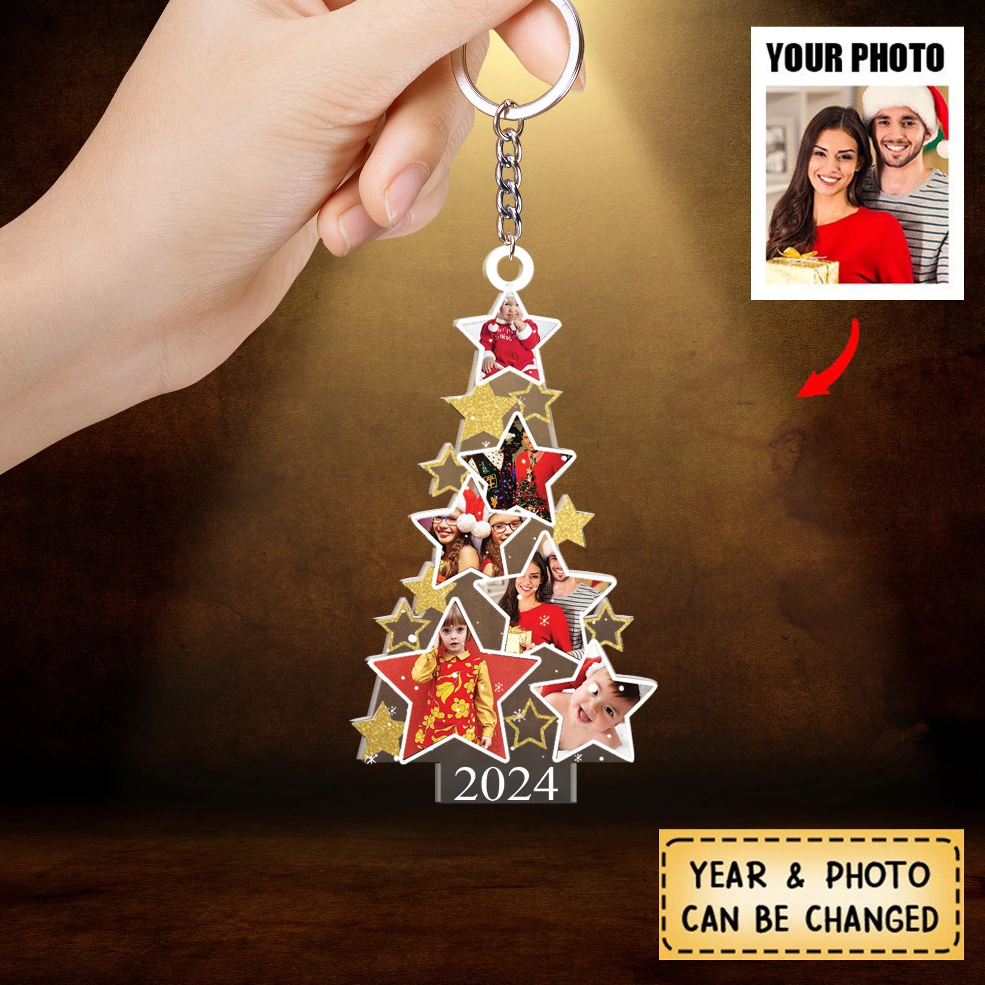 Custom Photo Christmas Keychain - Personalized Photo Acrylic Keychain - Christmas Gift For Family - Image 2