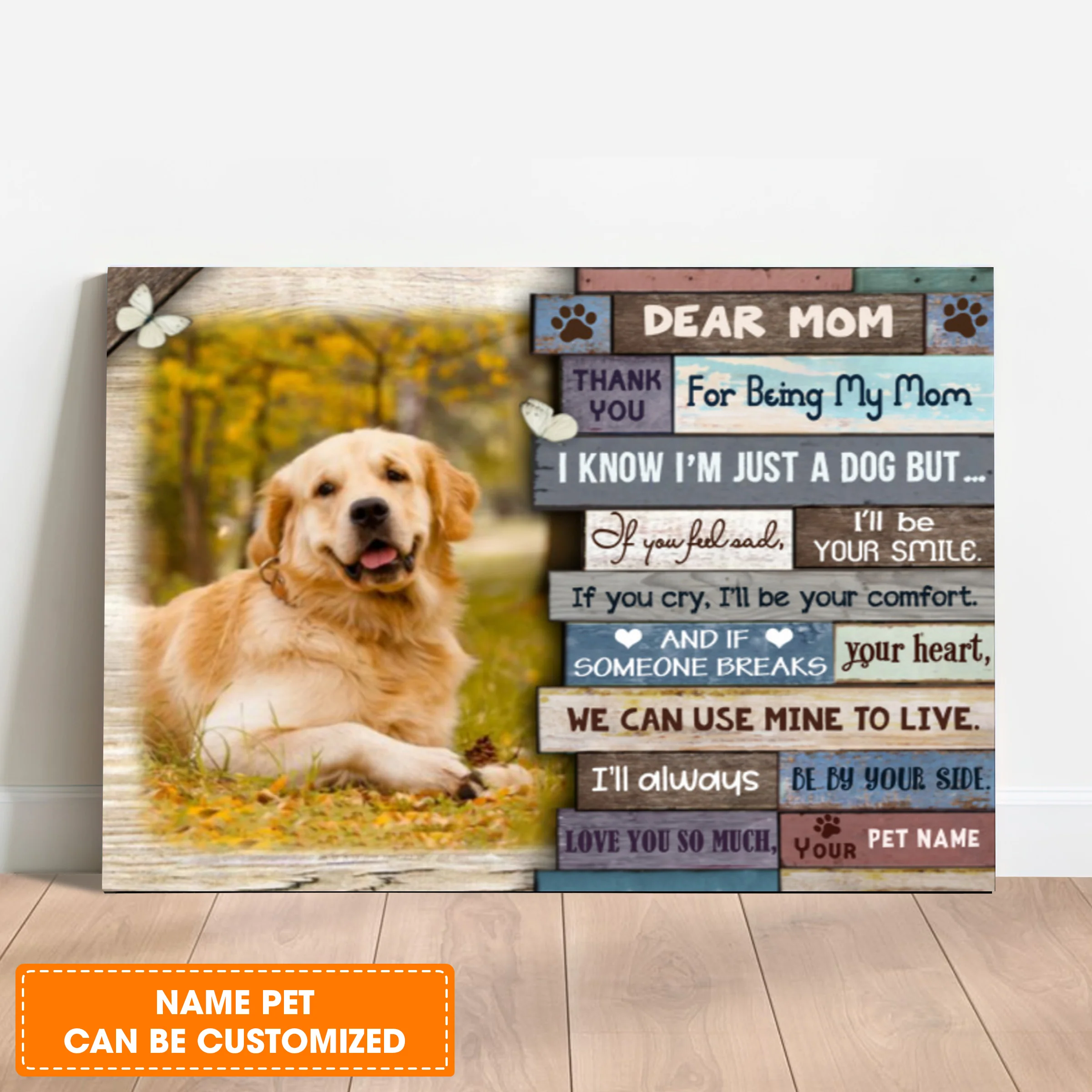 Custom Photo Dog Premium Wrapped Landscape Canvas, Personalized Dog Canvas, Dog Mom Gifts - Unique Gift For Mom, Mother's Day Gifts
