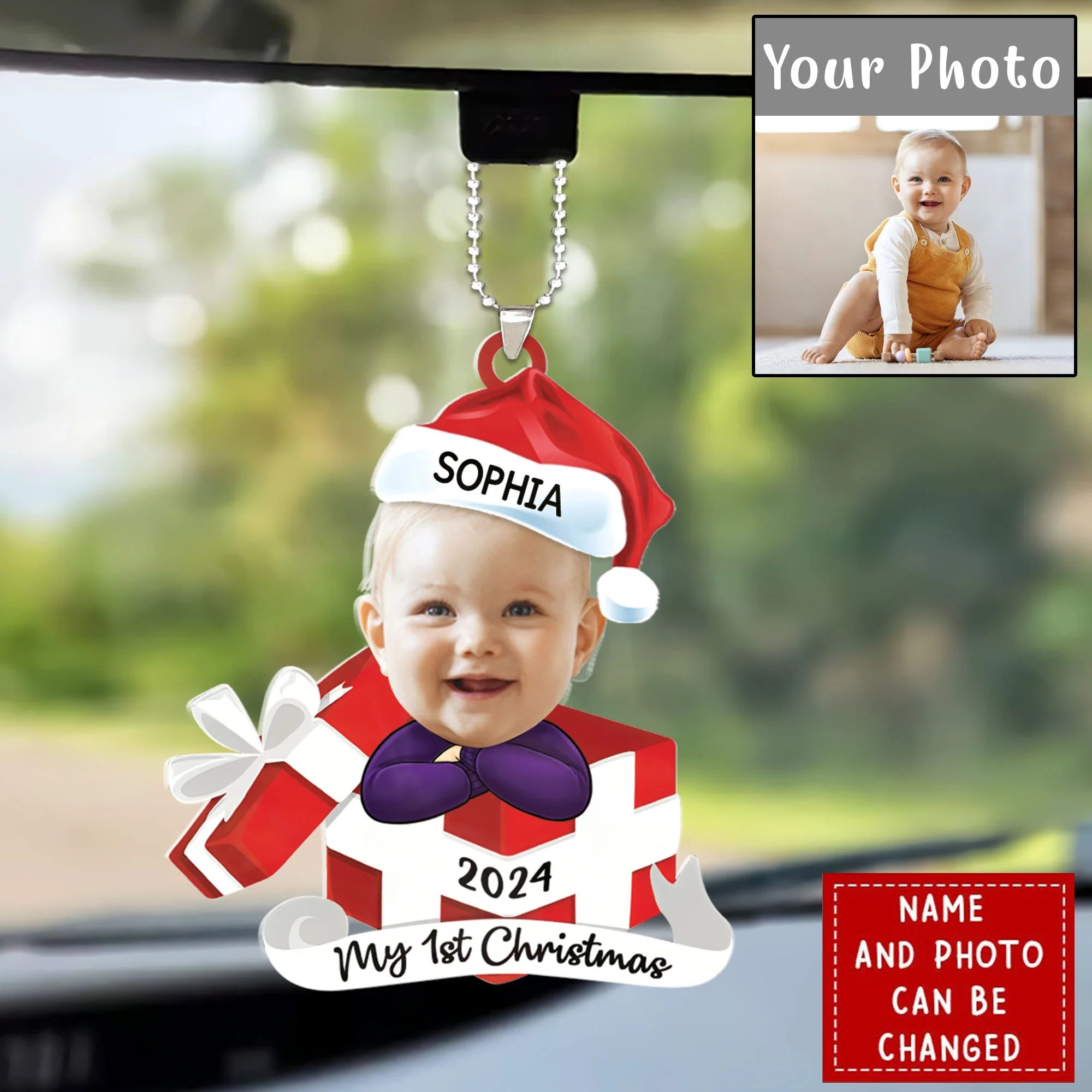 Custom Photo Hi I'm New Here Acrylic Ornament, Family Personalized Acrylic Ornament - Christmas Gift For Baby Kids, Newborn Baby - Image 3