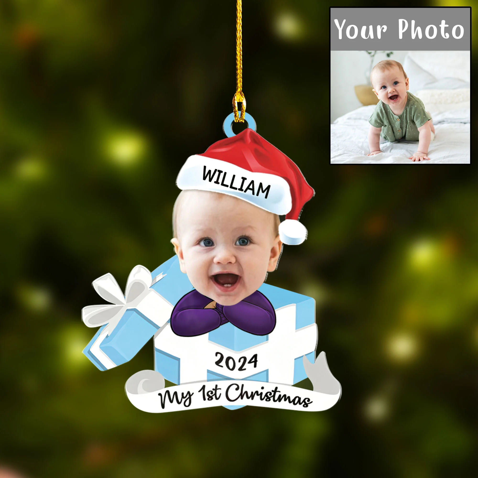 Custom Photo Hi I'm New Here Acrylic Ornament, Family Personalized Acrylic Ornament - Christmas Gift For Baby Kids, Newborn Baby - Image 5