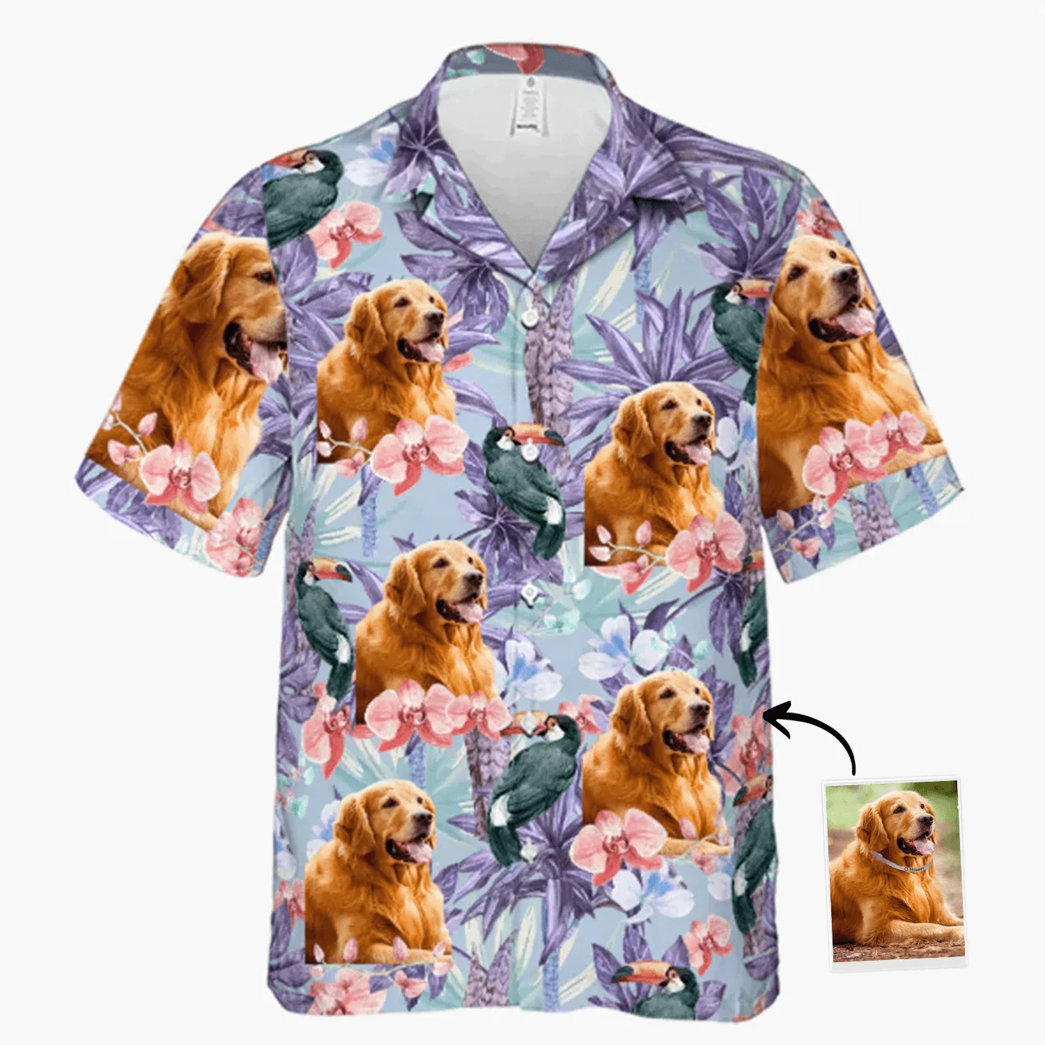 Custom Photo Tropical Bird Flower Pattern Hawaiian Shirt, Personalized Hawaiian Shirts - Perfect Gift For Animal Lovers, Friends, Family