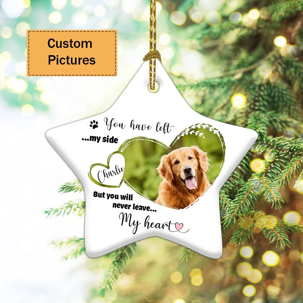 Custom Photo With Dog Ceramic Ornament, Custom Pet Photo Ornament, You Have Left My Side - Christmas Ornament Gift For Dog Lovers, Pet Lovers - Image 4