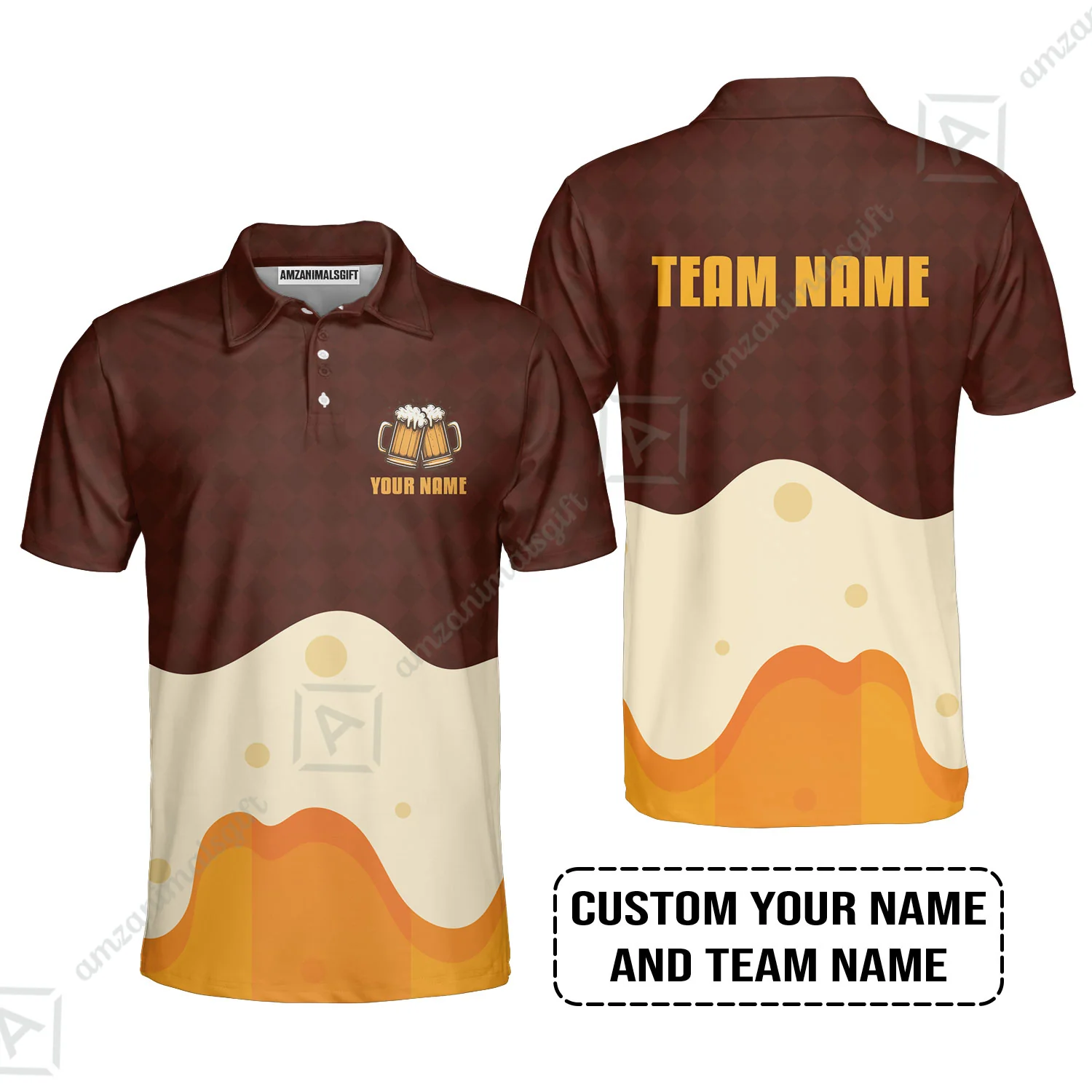 Custom Red Cream Beer Pattern Design Oktoberfest Beer Festival Performance Baseball Jersey - Image 5