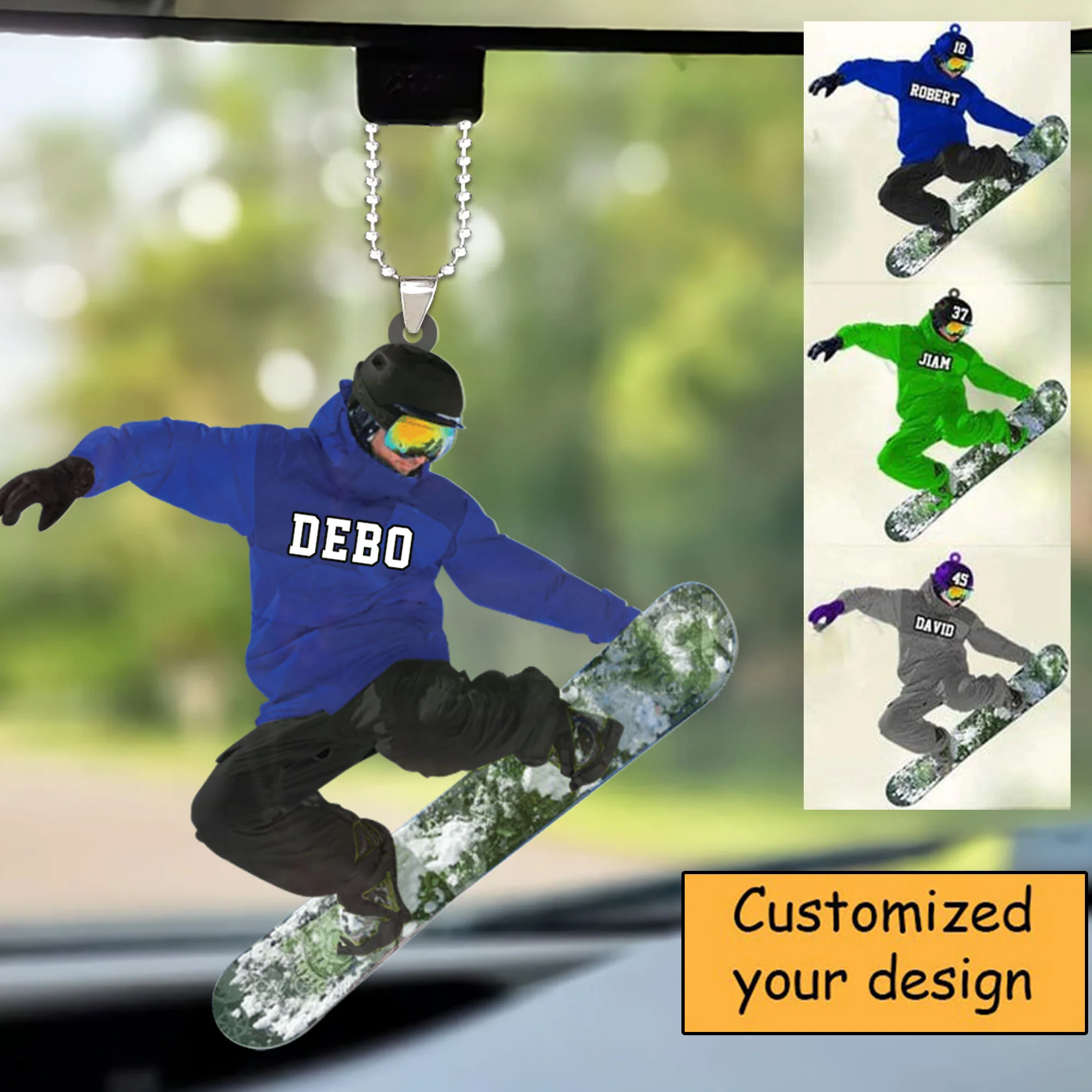Custom Snowboarding Acrylic Christmas Keychain, Personalized Snowboarding Athletes, Skis Acrylic Keychain For Snowboarding Lover,Christmas - Image 5