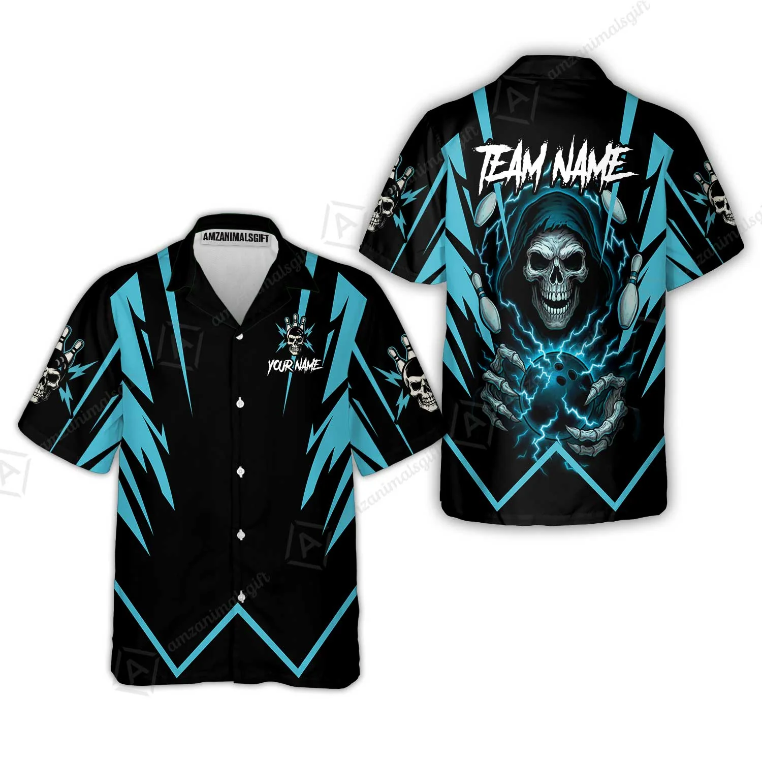 Custom Team Name Bowling Skull Thunder Team Jersey - Custom Name Bowling Strike Personalized Bowling Polo Shirt - Uniform Shirt For Bowlers - Image 10