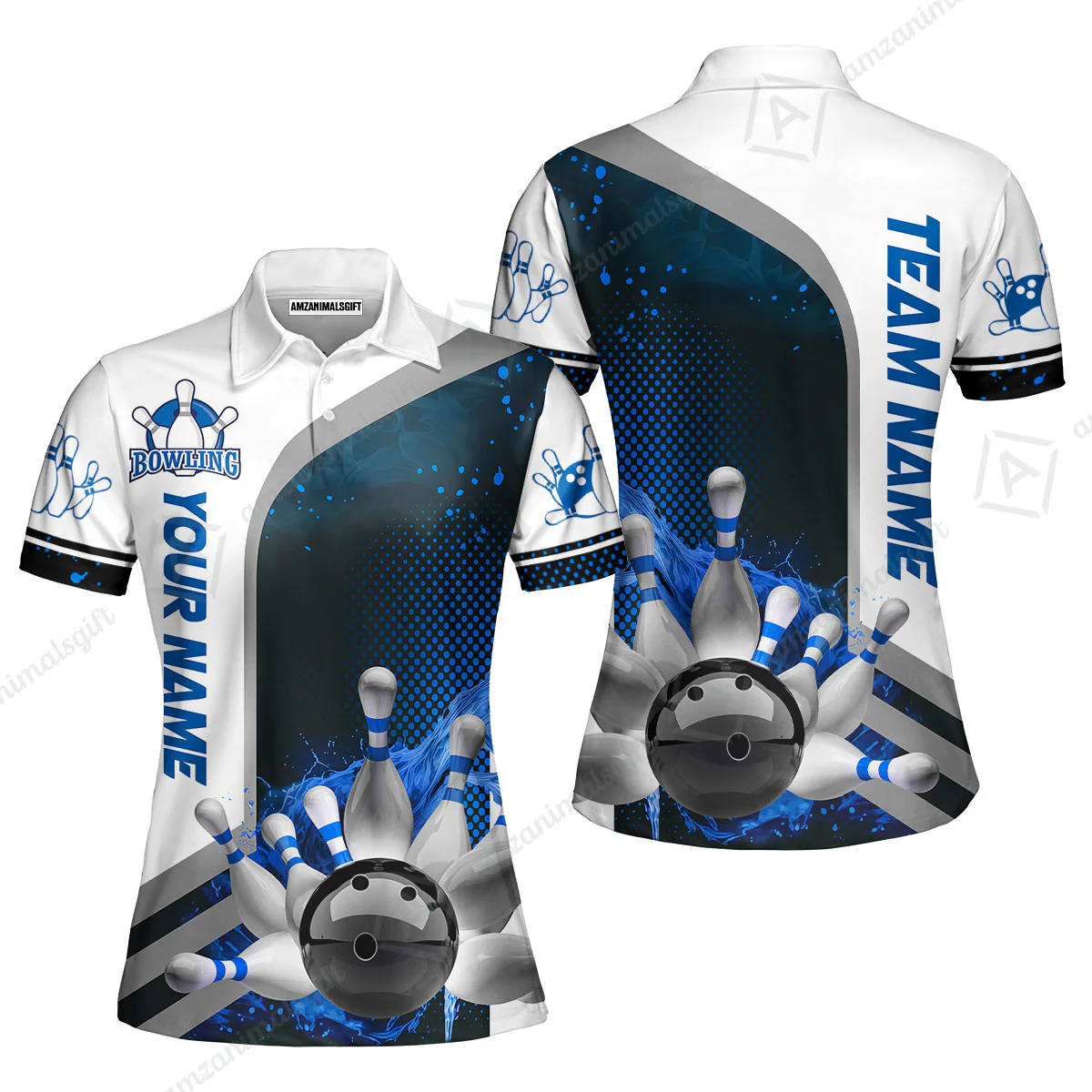 Custom Team Name Bowling Team Jersey - Custom Name Bowling Ball And Pins Water Personalized Bowling Polo Shirt - Uniform Shirt For Bowlers - Image 5