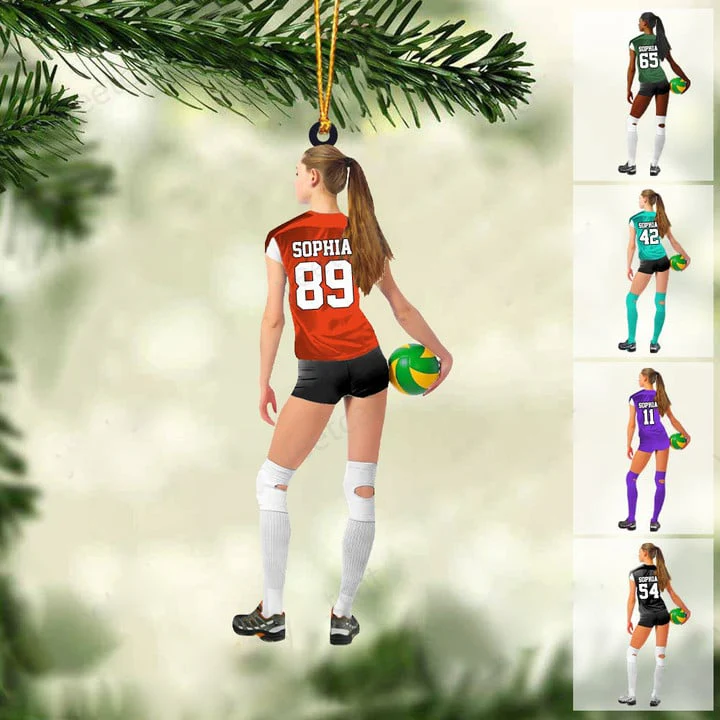 Custom Volleyball Acrylic Christmas Ornament, Personalized Volleyball Girl Players Acrylic Ornament For Volleyball Lover, Christmas, New Year - Image 2