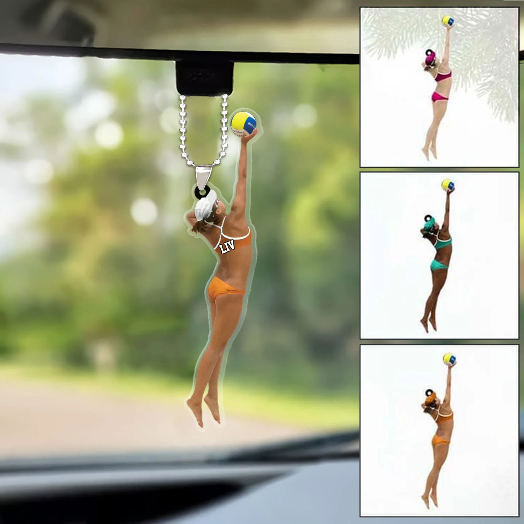 Custom Volleyball Christmas Car Ornament, Personalized Beach Volleyball With Girl Car Ornament For Volleyball Lover, Christmas - Image 2