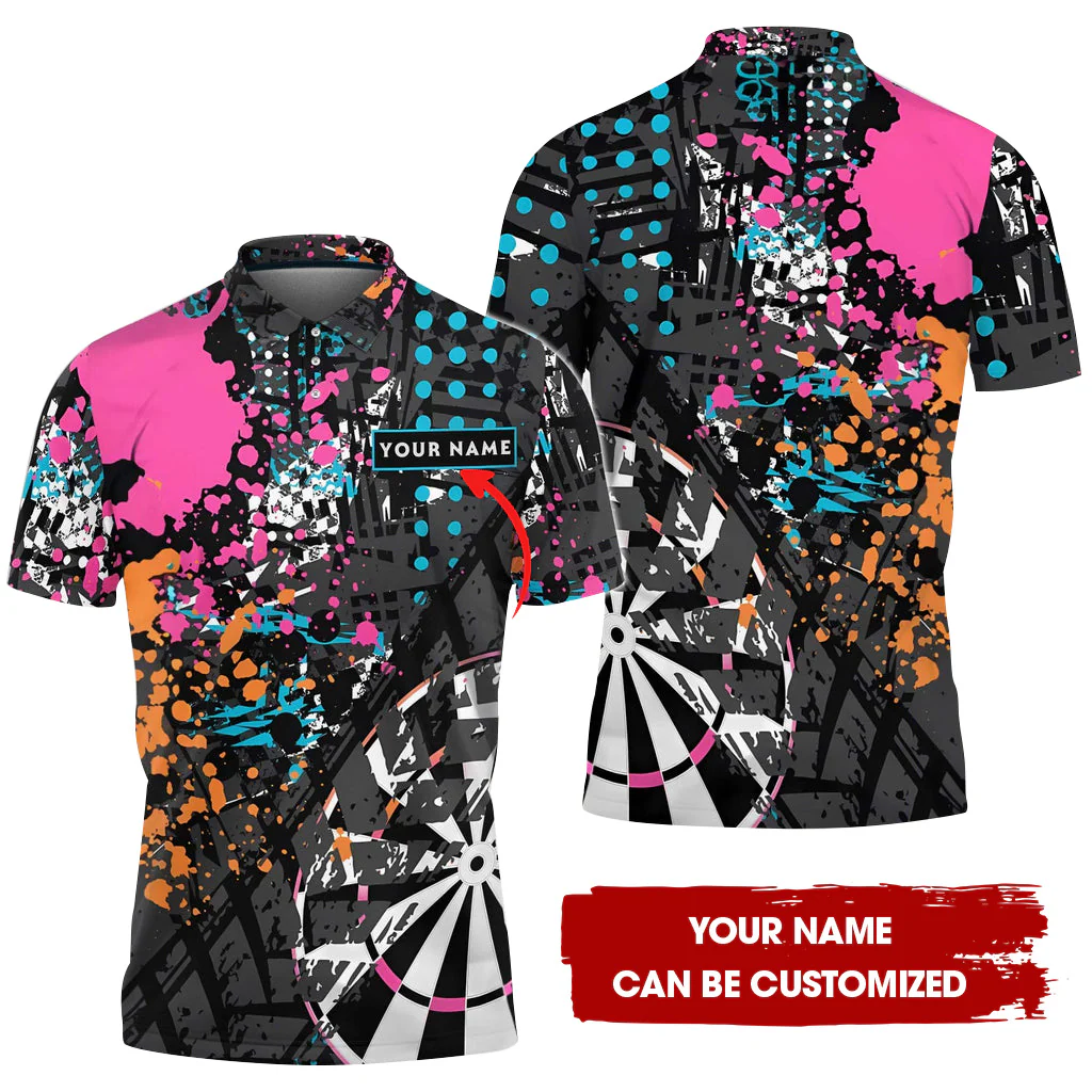 Custom Watercolor Darts Men Polo Shirt, Personalized Darts For Team Polo Shirt For Men, Perfect Gift For Darts Lovers, Darts Players
