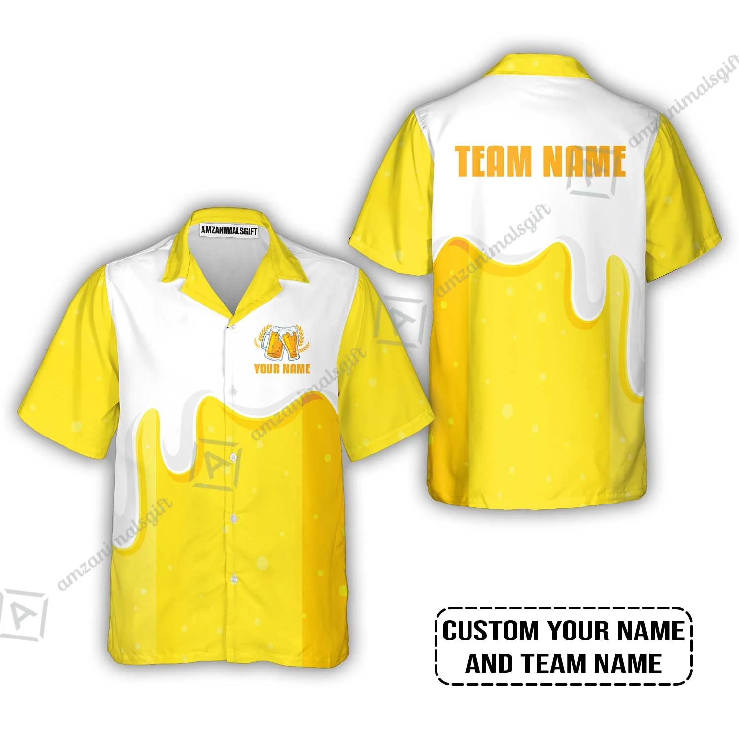 Custom Yellow White Beer Pattern Design Oktoberfest Beer Festival Performance Baseball Jersey - Image 4