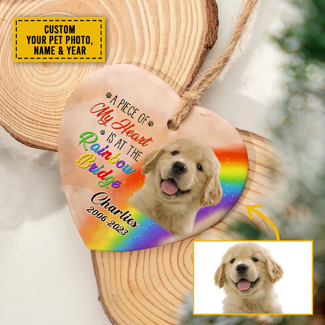 Customized A Piece Of My Heart Of Dog Heart Ceramic Ornament, Gift For Dog Lovers, Pet Lovers, Christmas, Holiday Decor, New Year, Christian Gifts - Image 3