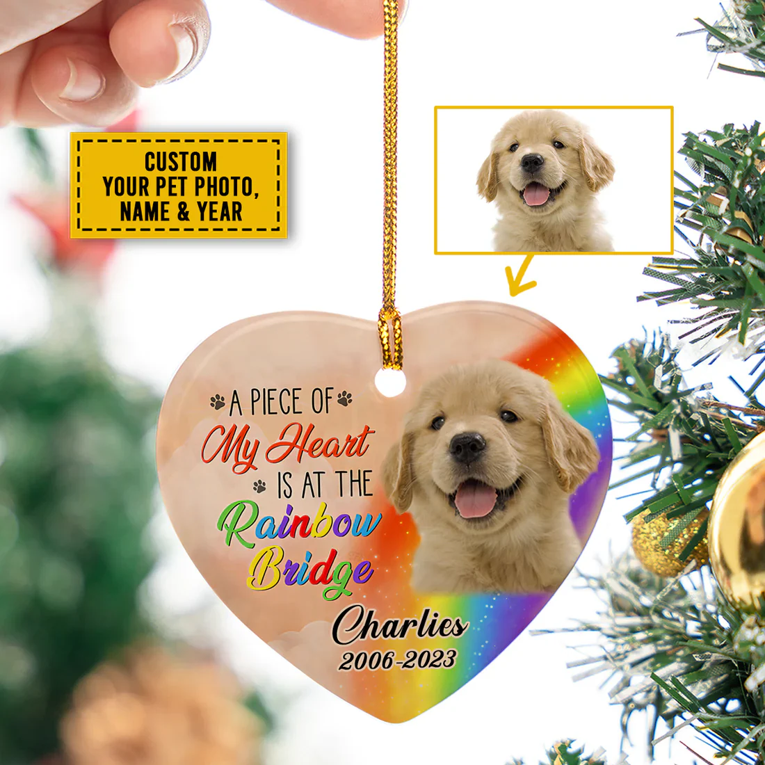 Customized A Piece Of My Heart Of Dog Heart Ceramic Ornament, Gift For Dog Lovers, Pet Lovers, Christmas, Holiday Decor, New Year, Christian Gifts - Image 4