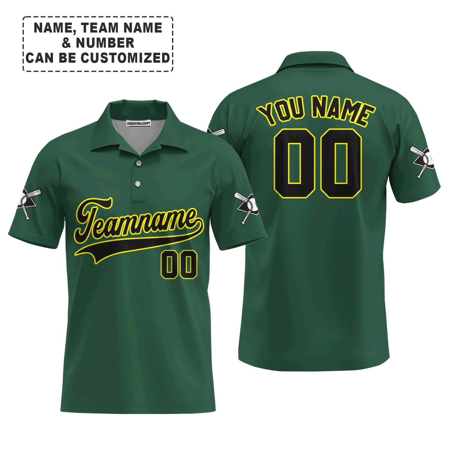 Customized Baseball Men Long Sleeve Shirt, Custom Navy Baseball Green Custom Men Long Sleeve - Perfect Men Long Sleeve Shirt For Men, Baseball Lovers - Image 4